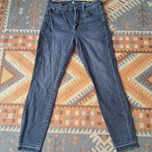 7 For All Mankind Jeans Womens Size 26 Dark Wash High Waisted Skinny Ankle Faded